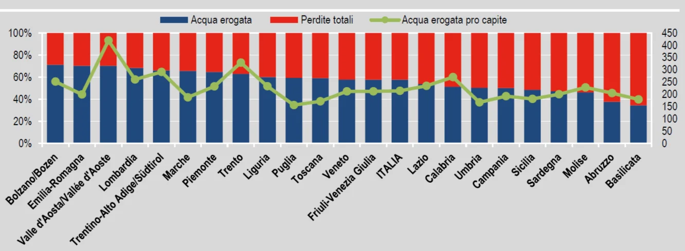 acqua erogata e perdite Istat