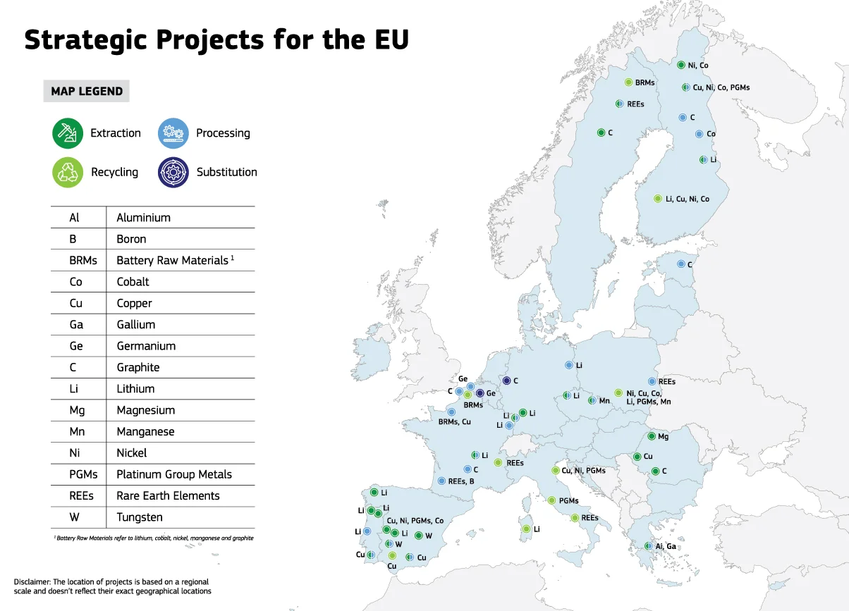 mappa progetti materie prime critiche