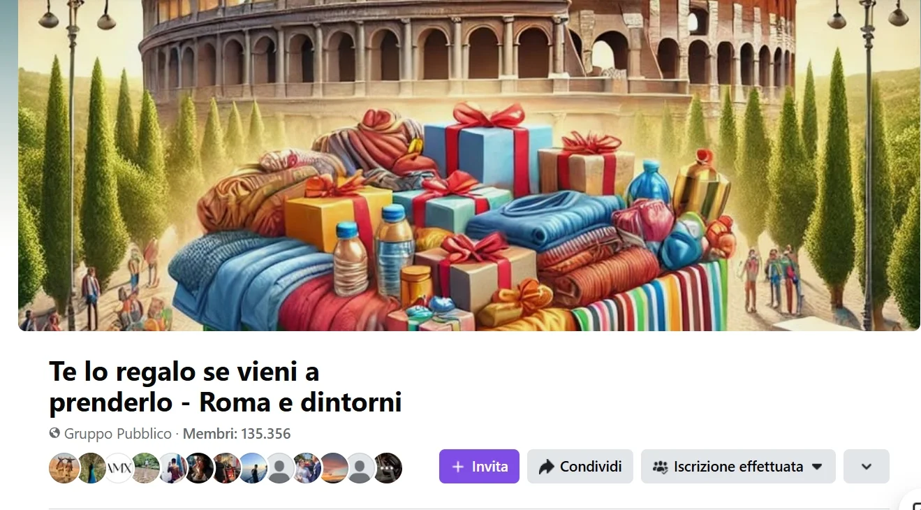 screenshot del gruppo "Te lo regalo"
