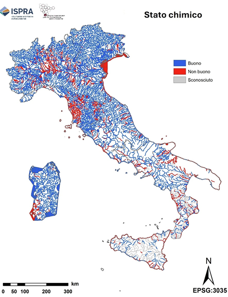 italia acque stato chimico mappa
